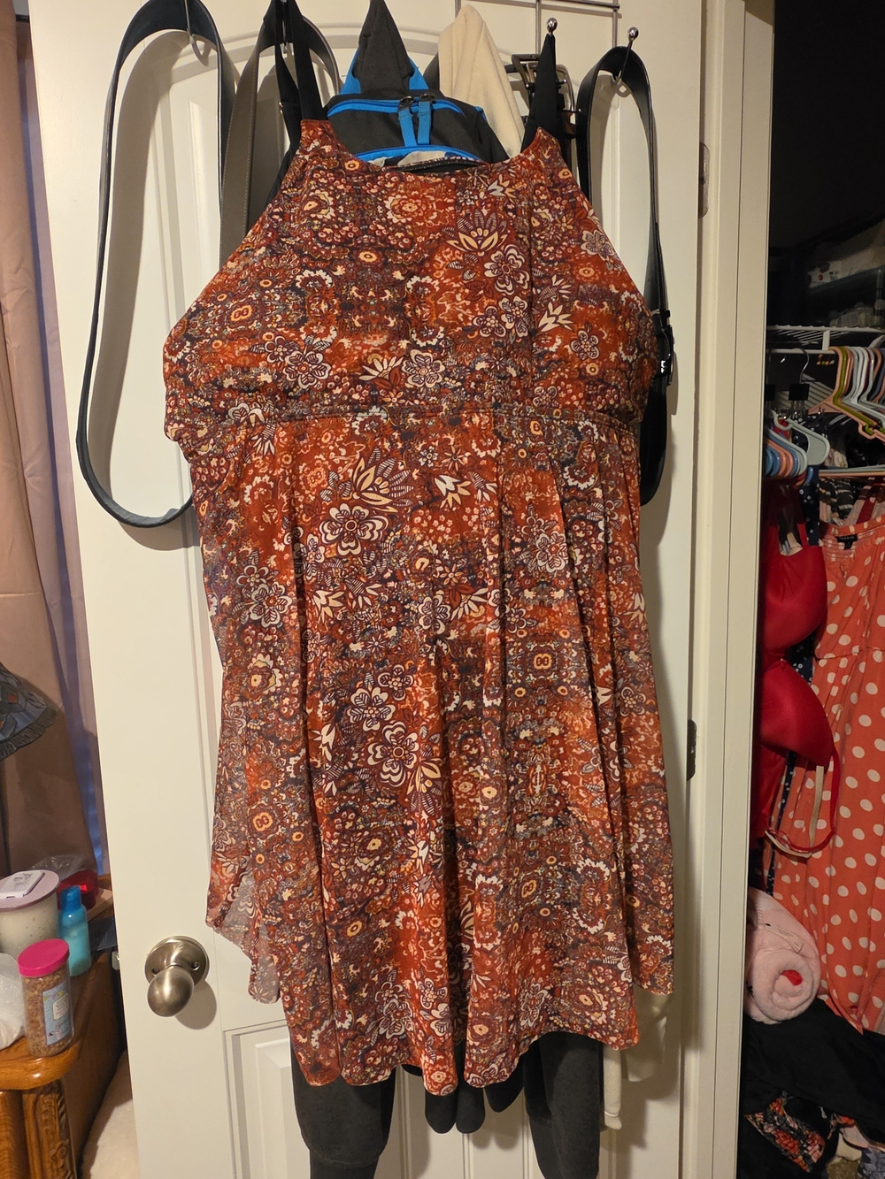 BloomChic Rust Floral Sleeveless Tunic